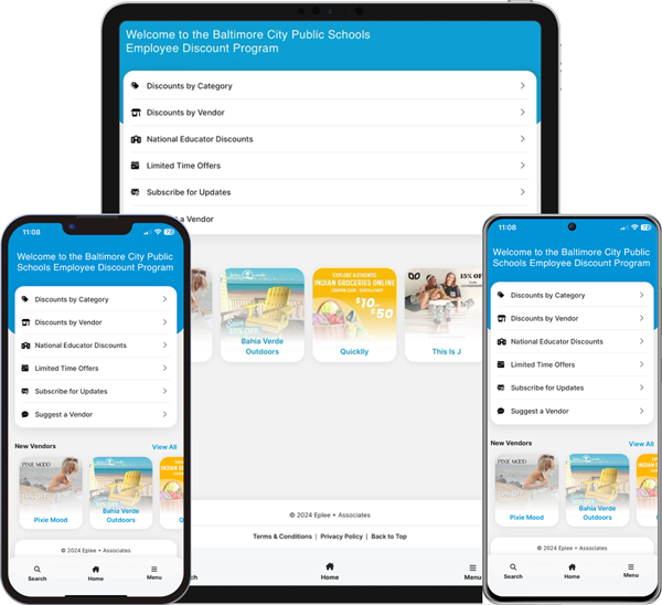 Baltimore City Public Schools Employee Discount Program Mobile App Screenshots